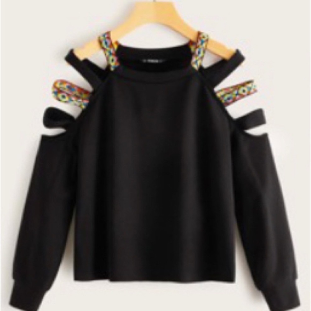 SHEIN plus laddering cut out shoulder pullover